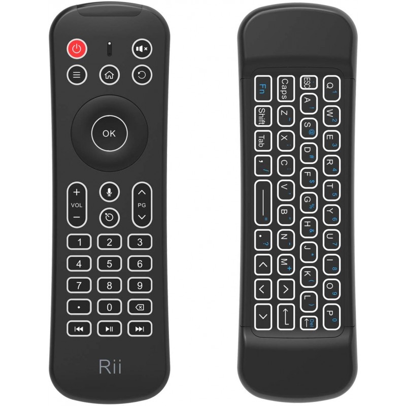 Rii Mini MX6+ (Wireless + IR) - Telecomando con Mouse giroscopico, Tastiera  retroilluminata e Microfono integrati