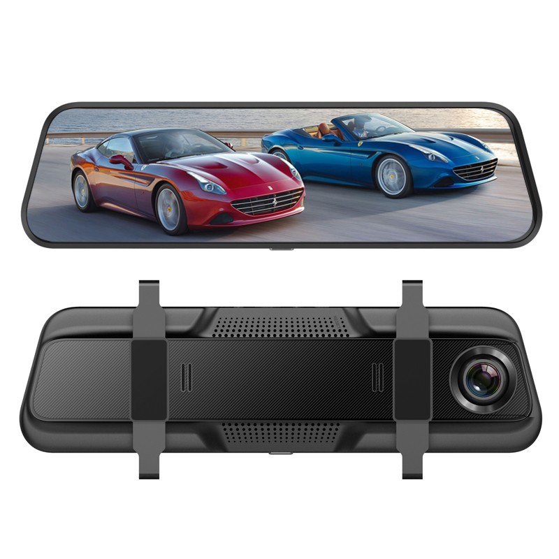 HDKing J901 - Specchietto retrovisore con telecamera, Full HD, HDR, 120°,  Touchscreen 9.7, Audio, AV IN, Parking Monitor