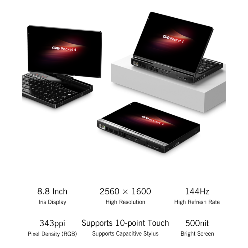 GPD Pocket 4 (8840U) Ultra Mobile PC Windows 11, Display 8.8