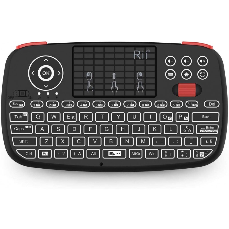 Rii Mini i4 Wireless + Bluetooth (Layout Italiano) - Mini Tastiera  retroilluminata con touchpad